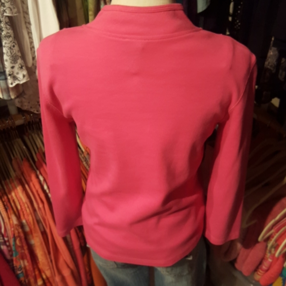 RAFAELLA ♡ NWOT Bright Pink 3/4 Length Front Zip Long Sleeve Athletic Top M - Picture 9 of 12